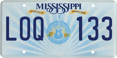 MS license plate LOQ133