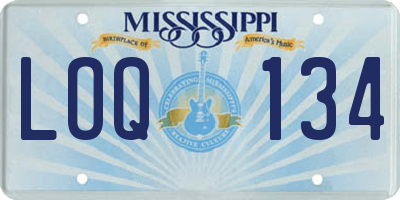 MS license plate LOQ134