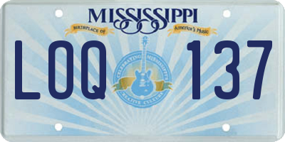 MS license plate LOQ137