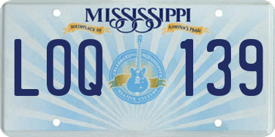MS license plate LOQ139