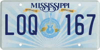 MS license plate LOQ167