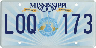 MS license plate LOQ173