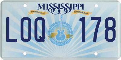 MS license plate LOQ178