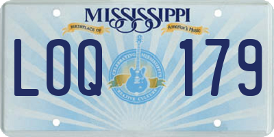 MS license plate LOQ179