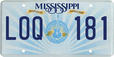 MS license plate LOQ181