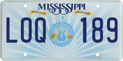 MS license plate LOQ189