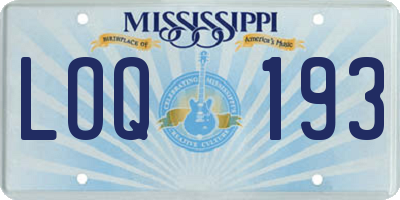 MS license plate LOQ193