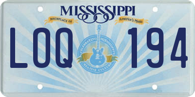 MS license plate LOQ194