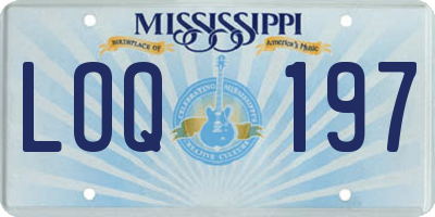 MS license plate LOQ197