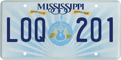 MS license plate LOQ201