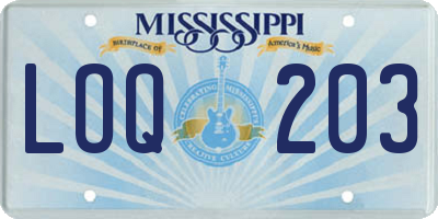 MS license plate LOQ203