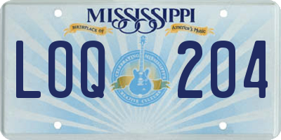 MS license plate LOQ204