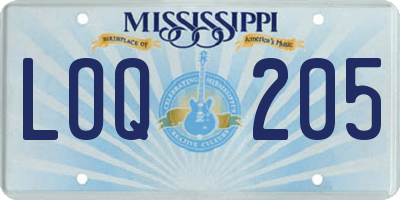 MS license plate LOQ205