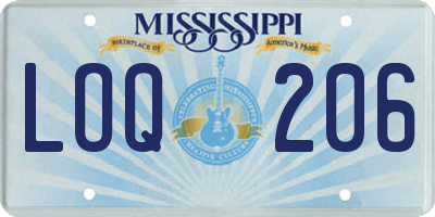 MS license plate LOQ206