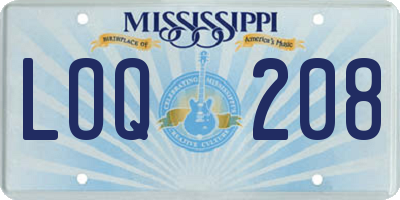 MS license plate LOQ208