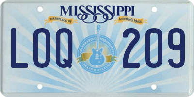 MS license plate LOQ209