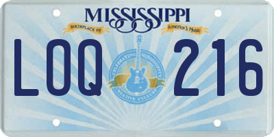 MS license plate LOQ216