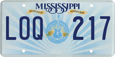 MS license plate LOQ217