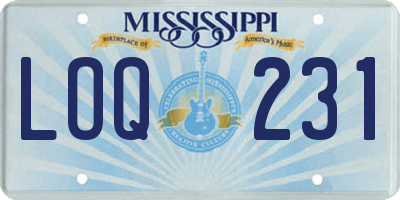 MS license plate LOQ231