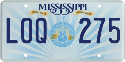 MS license plate LOQ275