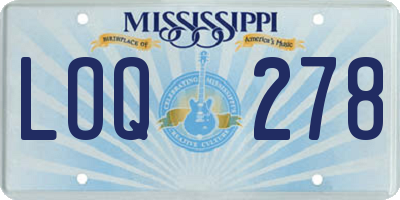 MS license plate LOQ278