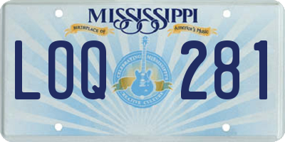 MS license plate LOQ281