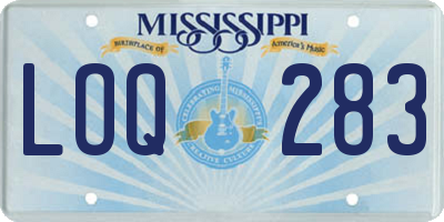 MS license plate LOQ283