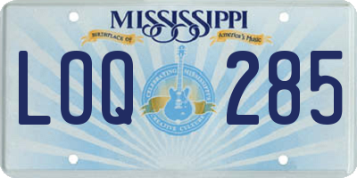 MS license plate LOQ285