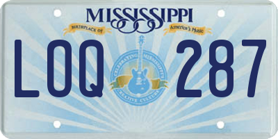 MS license plate LOQ287