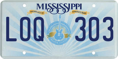 MS license plate LOQ303