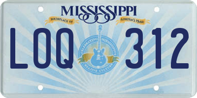 MS license plate LOQ312