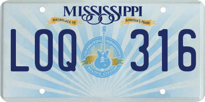 MS license plate LOQ316