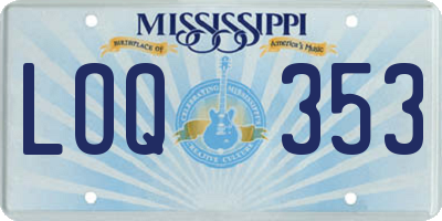 MS license plate LOQ353
