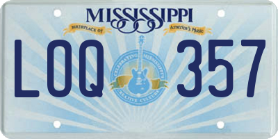 MS license plate LOQ357