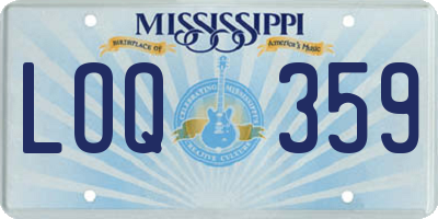 MS license plate LOQ359
