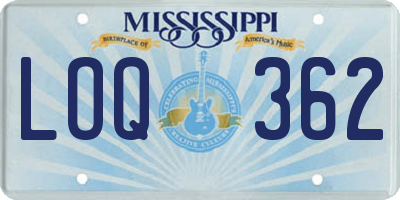 MS license plate LOQ362