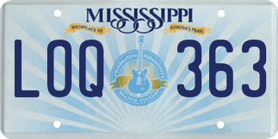 MS license plate LOQ363