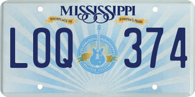MS license plate LOQ374