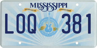 MS license plate LOQ381