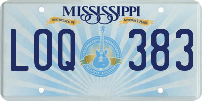 MS license plate LOQ383