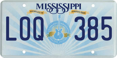 MS license plate LOQ385