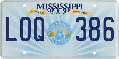 MS license plate LOQ386