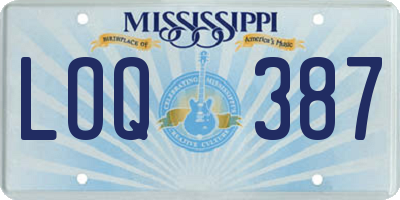 MS license plate LOQ387