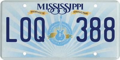 MS license plate LOQ388