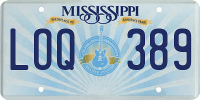 MS license plate LOQ389