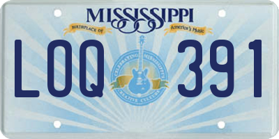 MS license plate LOQ391