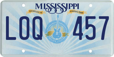 MS license plate LOQ457