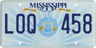 MS license plate LOQ458