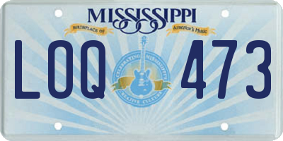 MS license plate LOQ473