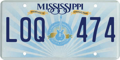 MS license plate LOQ474